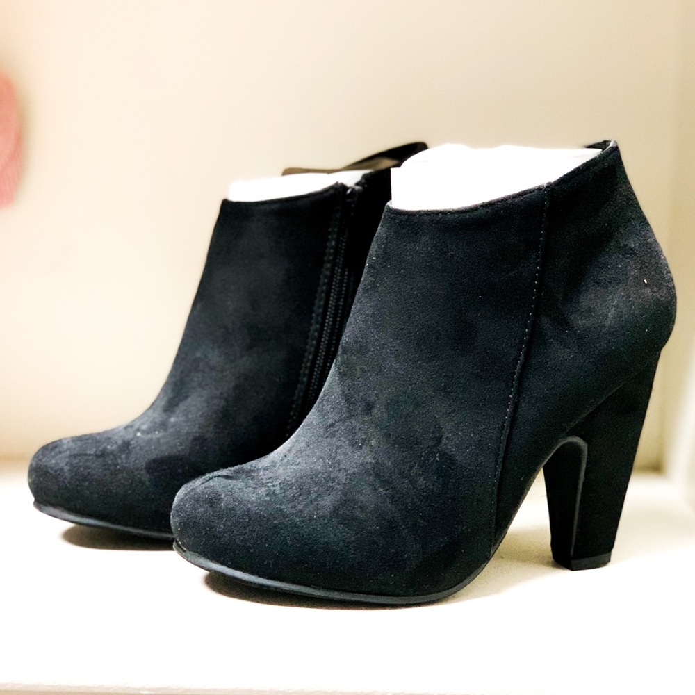 Black Vegan Suede Booties